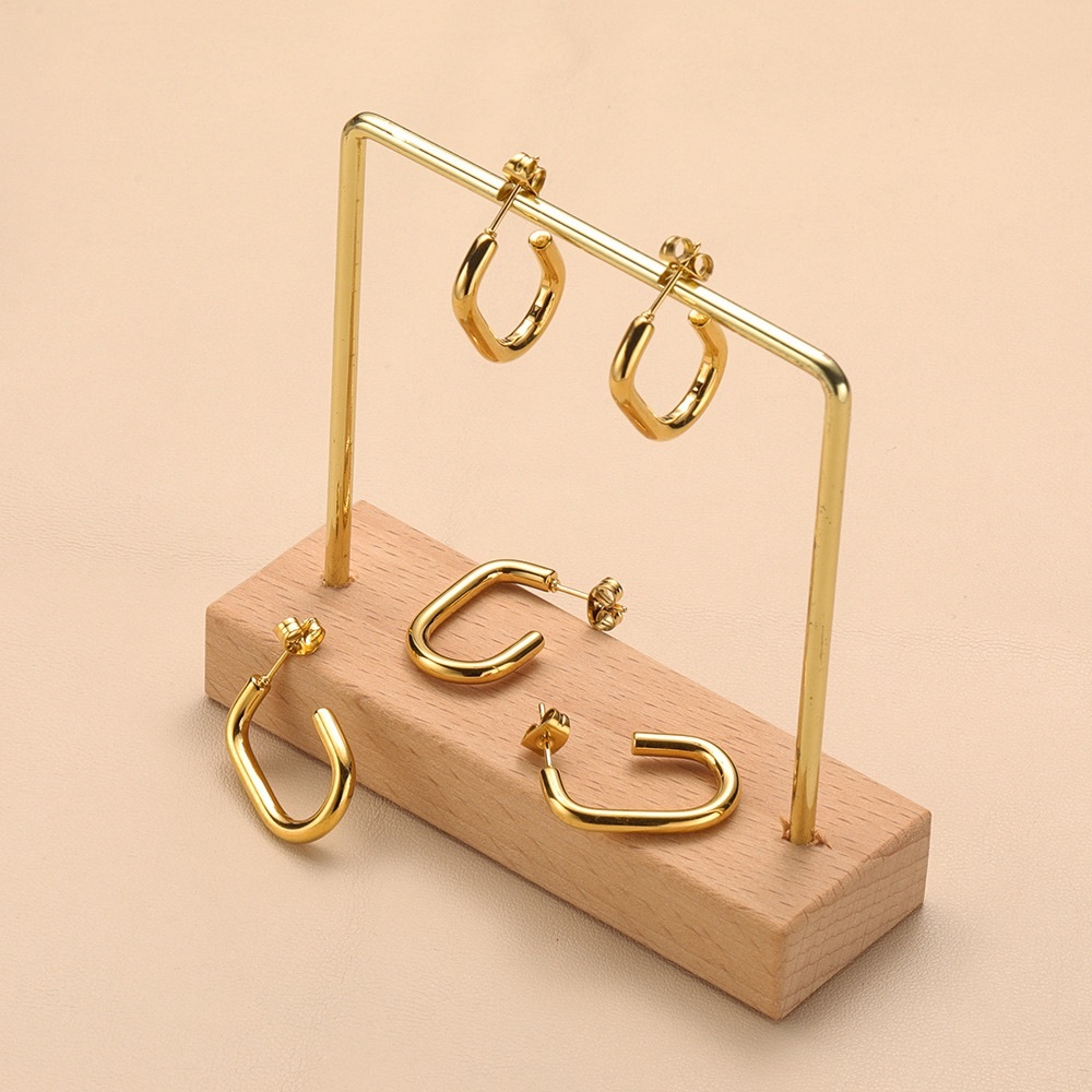 18K Gold Plated Hoop Earrings*Everyday Earrings*Tarnish Free Jewelry*Geometric - Picture 6 of 7